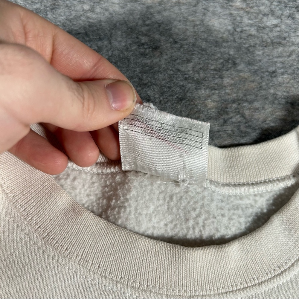 Vintage 90s Nike Sweatshirt Men Medium White Essentials Crew Earthtone Swoosh - Picture 4 of 9